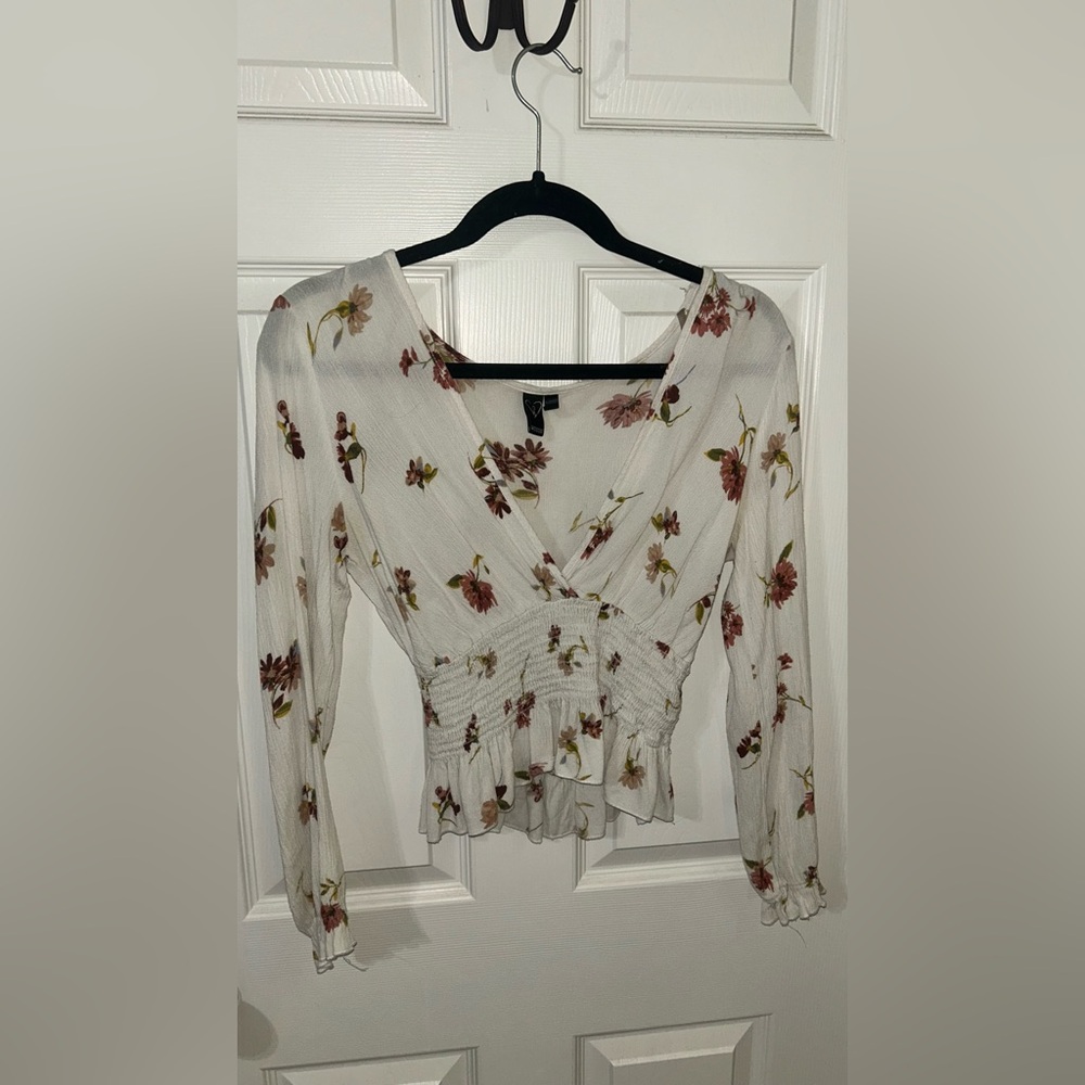 Floral V-Neck Smocked Blouse